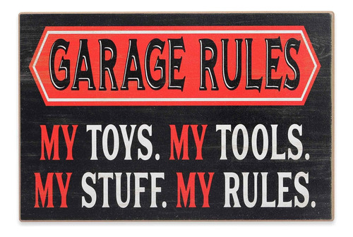 Garage Rules - Decoración De Pared De Madera - My Toys My