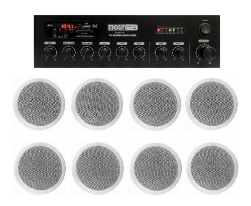 Combo Musica Funcional Moon Pmf45 Usb Bt + 8 Parlantes Esdj