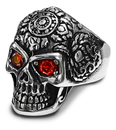 Anillo Calavera Skull Ojo Rojo C/ Morral Calidad Stockville