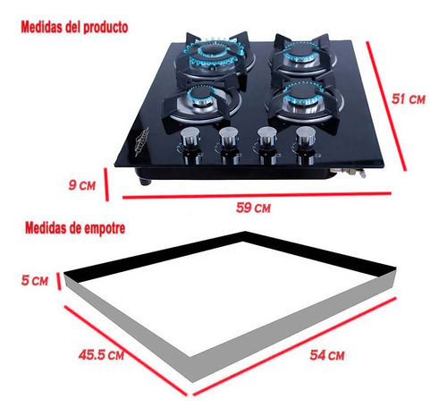 Combo Campana Extractor Plegable Parrilla Cristal 4 Quem