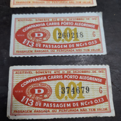 Carris Porto Alegre Vale Transporte Bonde 5 Unid Papel 1972