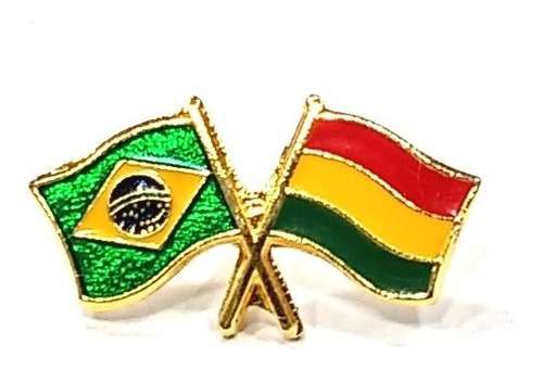 Bótom Pim Bandeira Brasil X Bolívia 23x12mm Folheado A Ouro