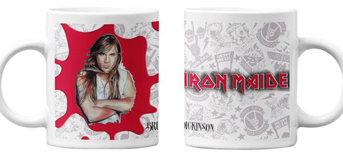 Tazones Tazas Blancas Iron Maiden Bruge Dickinson Rock Music