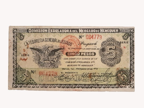 Billete Antiguo 5 Pesos De 1914 Pick - S1123