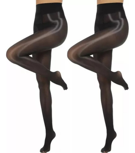 Para Para Medias Brillantes Para Mujer, 2 Pares De Medias