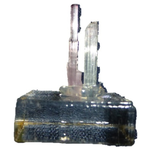Mineral De Colección Turmalina Crystal Par En Base Acrilica