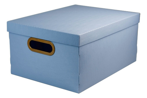 Caja Organizadora Rectangular Plástica Símil Lino 29x38x18.5 Color Azul claro