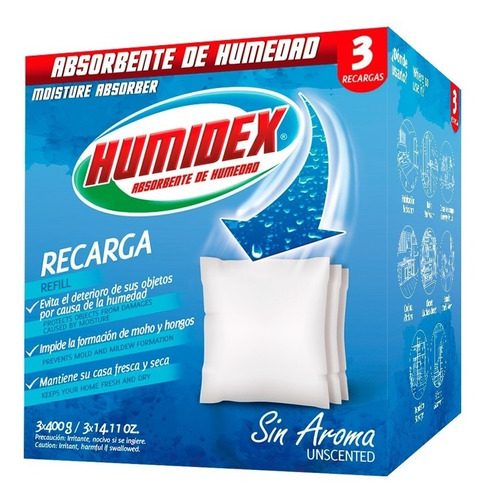 Humidex - 3 Recargas X 400g C/u - Kg a $35