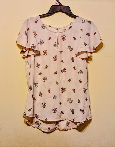 Blusa De Gasa Color Rosa Pastel Con Estampado