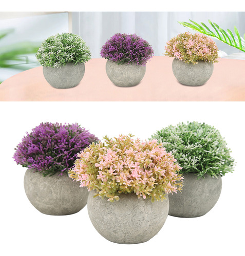 3 Plantas Artificiales Falsas Mini Plantas En Maceta