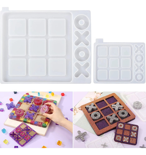 Moldes Para Artesanías De Resina Tic Tac Toe Grande 2 Piezas