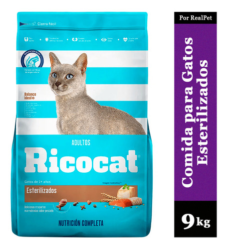 Comida Para Gato Adulto Esterilizado Ricocat 9 Kg