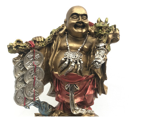 Figura Decorativa Buda Chino De La Abundancia Con Dragon