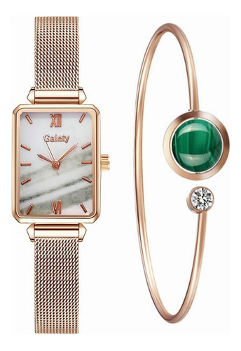 2 Kit Reloj Geneva Mujer Pulsera Caja De Regalo Clásico