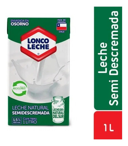 Leche Sem/descre Sin Tapa Loncoleche 1 Lt(12 Unidades) Super