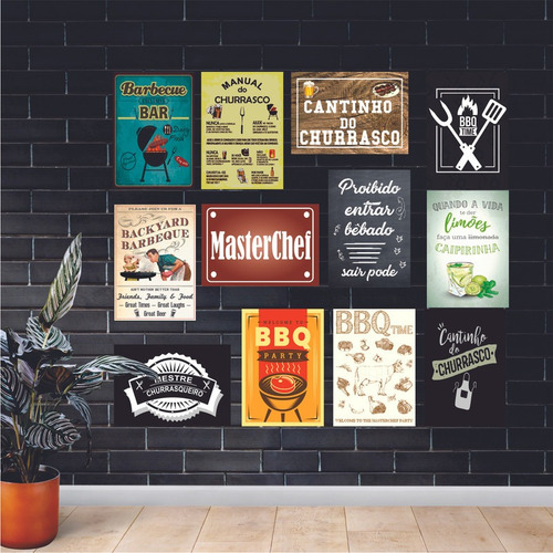 Imagem 2 de 4 de Kit 12 Quadros Decorativos Para Area Gourmet A4 Pvc3mm