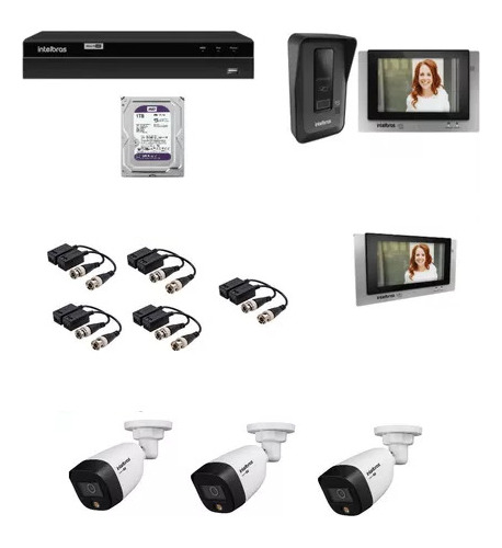 Kit Porteiro Allo Wt7 2 Interno Camera 2mp Ful Color Dvr