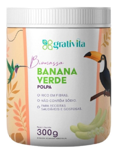 Biomassa De Banana Verde Orgânica Polpa Grativita 300g