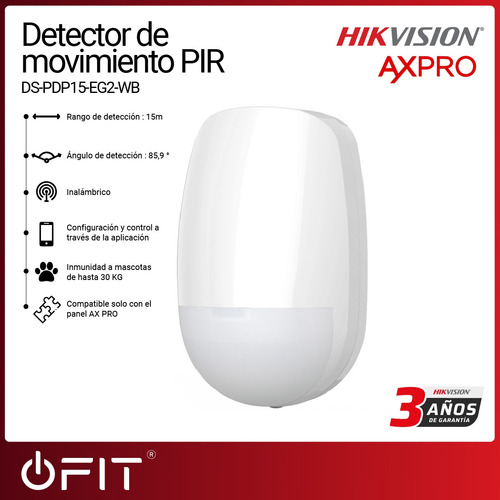 Imagen 2 de 10 de Sensor Hikvision Pir Inalámbrico Ax Pro Antimascotas