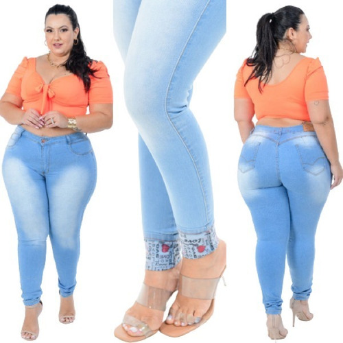 Imagem 1 de 5 de Calça Jeans Plus Size Roupa Feminina Tamanhos Grandes Strech