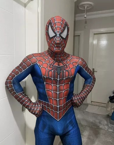 Fantasia Masculina Homem Aranha Clássico Adulto Cosplay Traje Luxo Tob