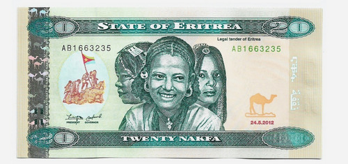 Fk Billete Eritrea 20 Nakfa 2012 P-12 Sin Circular Excelente