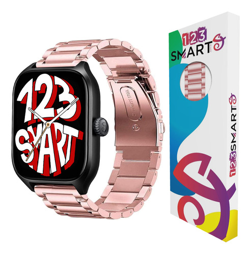 Pulseira De Aço Inoxidavel Para Amazfit Gts 4 Gts 3 Gts 2 Gts 1 Gts4 Mini Gts2 Mini Bip U Bip S Bip 3 Bip Lite Gtr Mini Gtr 42mm - Cor Pink Rose