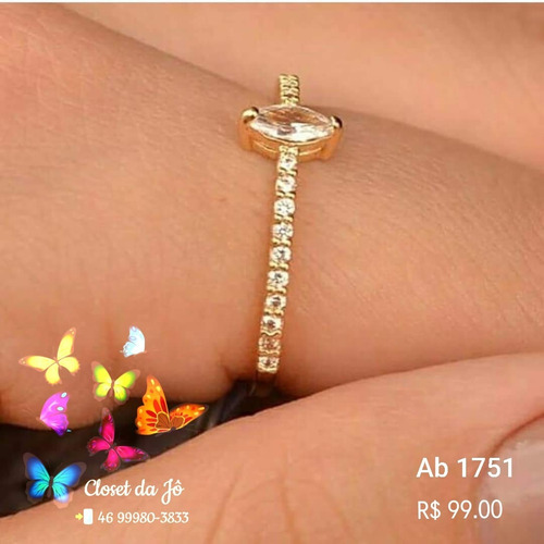 Anel Aliança Navetes Cristal Bruna Semijoias