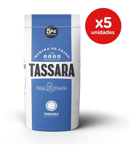 Harina De Trigo 0000. Pack 5 X 5 Kgs. Tassara