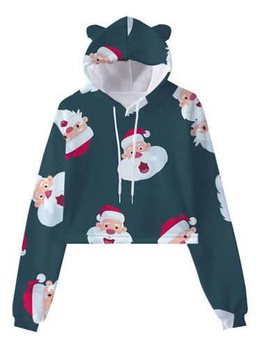 Tops Casual Estampado Navidad Sueter Suelto Sudadera Moda