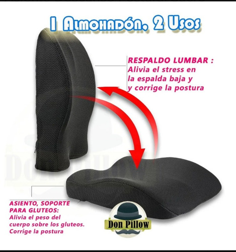 Asiento Descanso Postural Sacro Columna 2 En 1