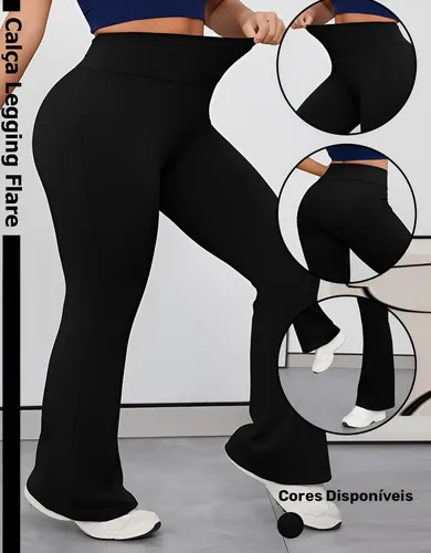 Calça Legging Flare Feminina Modelo Bailarina Cós Alto