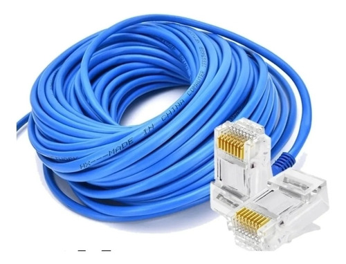 Cable Utp Internet 50 Metros Con  Conectores Cat5e Redes