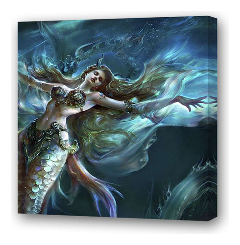 Cuadro 30x30cm Sirena Diosa De Profundidades Mitologia
