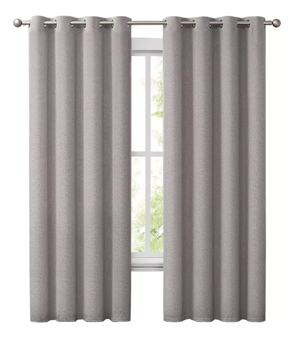 Cortinas Blackout 100% Casatua 2paños 140x220 Lino Doble Faz - Beige