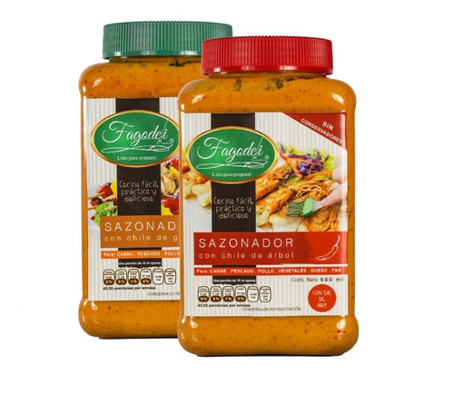 2 Pack Sazonador Natural Fagodeli Guajillo Y Árbol 650 Ml