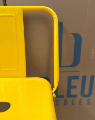 Banco Respaldo Bajo 66cm Tipo Tolix Banco De Acero Color Amarillo