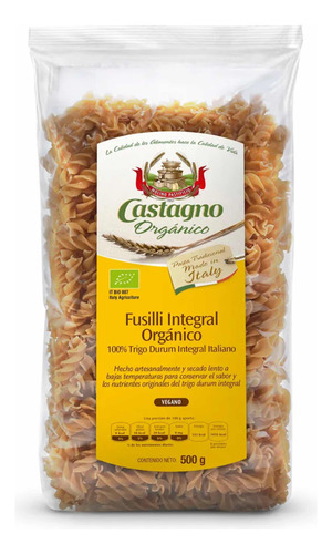 Pasta Castagno Fusilli Integral De Trigo 500g