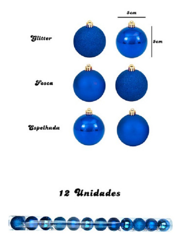 Bola De Natal 12 Unidades Lisa 5cm Bolinhas Decoração