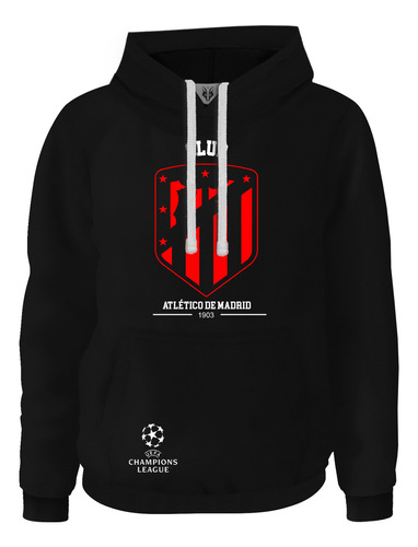 Hoodie Buzo Fan Escudo Red Club Atlético De Madrid  Futbol