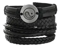 Comprar 5 Pulseras De Cuero Ajustable Negro Con Dije Metal - E243