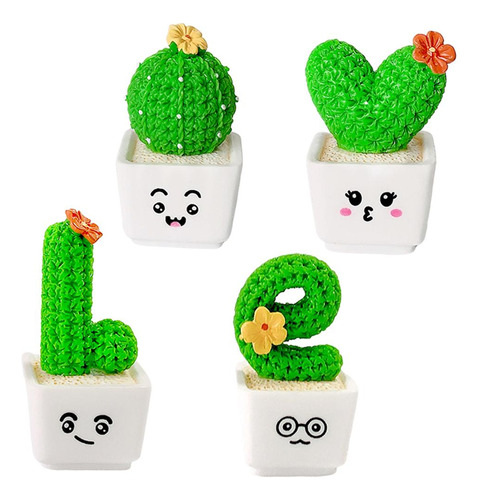 4 Piezas De Cactus Plantas Ornamentos Resina Grande