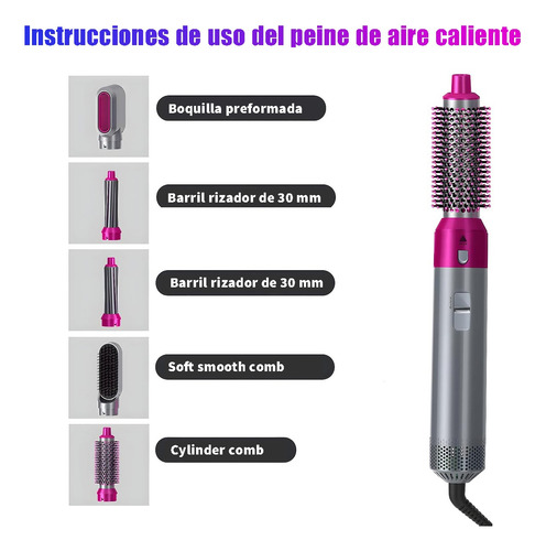 Secador De Pelo Multifuncional 5 En 1 Térmico Para Rizadores