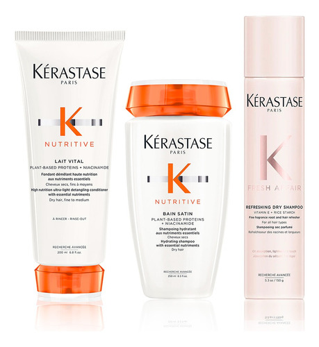 Kérastase Dry Shampoo + Bain Nutritive Satin + Lait Vital