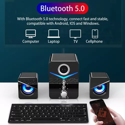 Altavoces de computadora, altavoces de escritorio RGB dinámicos, compatible  con Bluetooth 5.0 y con cable, altavoces para PC, portátil/teléfono/iPad y