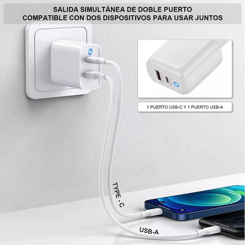 Cargador Enchufe Doble 20w Carga Rápida Para iPhone/iPad