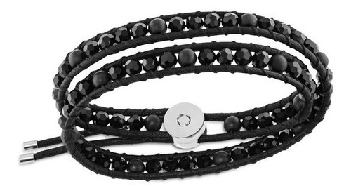 Swarovski Tomboy Beads  - Pulsera Unisex Cristal Negro