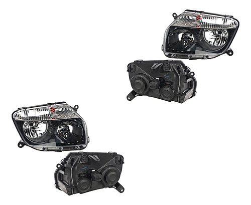 Par Juego Faros Renault Duster 2013 - 2014 Fondo Negro Sxc