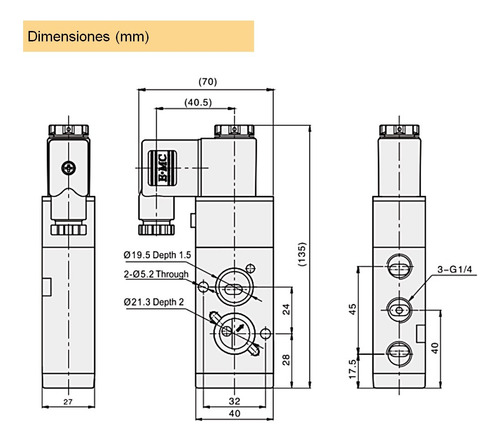 Electrovalvula Direccional 5/2 Puertos 1/4 Simple 110v