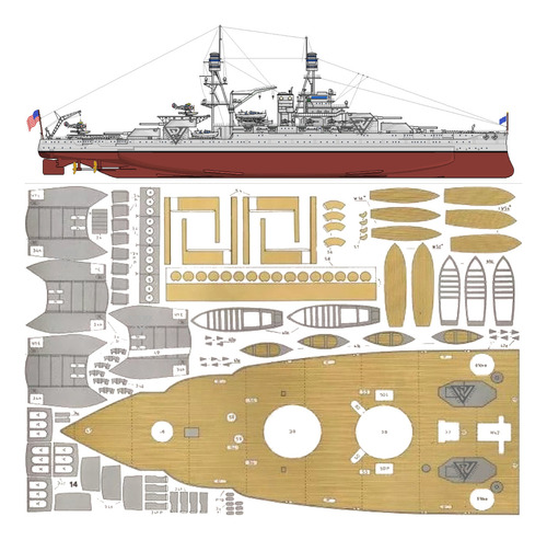 Uss Arizona (bb-39) 1:200 Papercraft (envo X Mail)